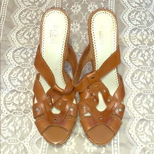 BCBG | Shiny Cork High Wedge Slip-on Sandals